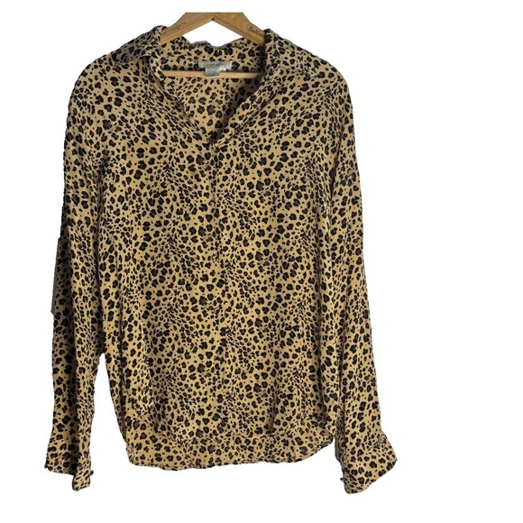 Lord & Taylor 100% Silk Leopard Print Long Sleeve French Cuffs Blouse Womens 8 - Picture 1 of 5